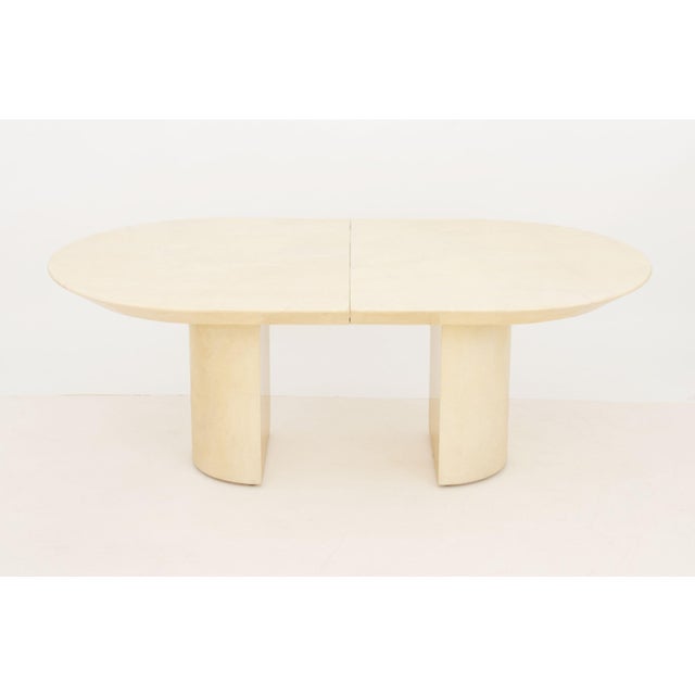 Karl Springer Attributed "Knife Edge" Goatskin Extending Dining Table For Sale In New York - Image 6 of 10