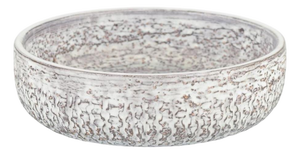 Low Circular White-Grey Glazed Stoneware Bowl by Mari Simmulson for Upsala Ekeby, 1960s