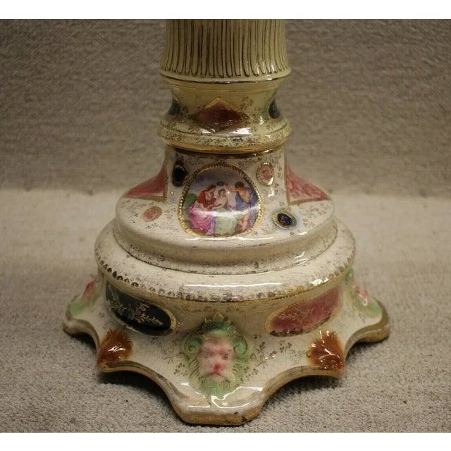 Early 20th Century Hand-Painted French Porcelain Electric Lamp For Sale - Image 4 of 10