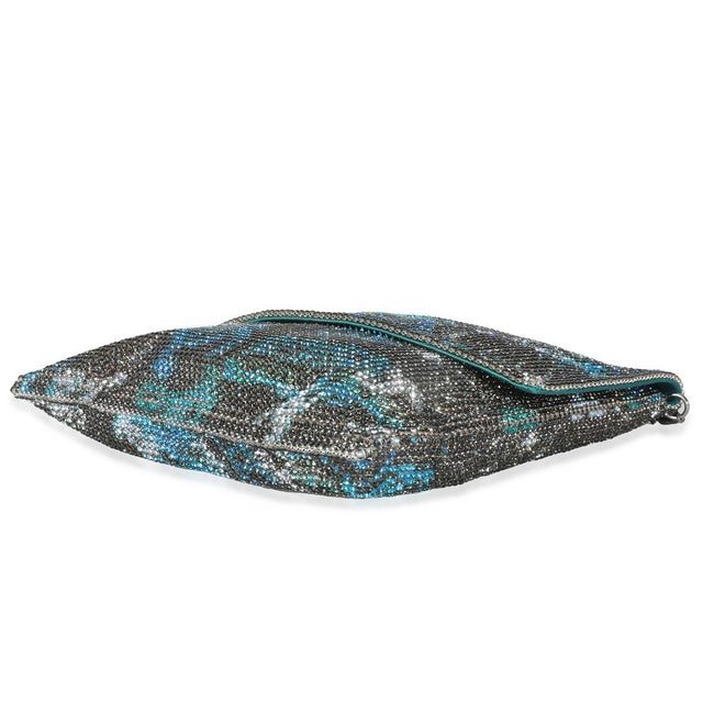 Metal Silver Blue Graffiti CC Chainmail Flap Bag For Sale - Image 7 of 9