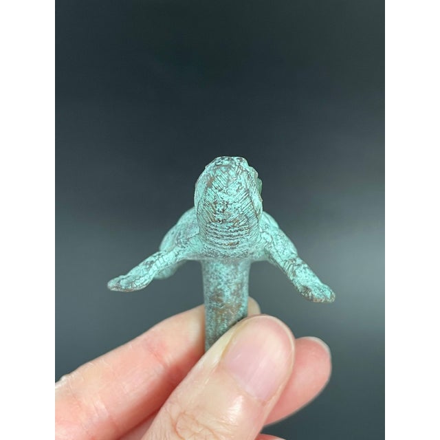 Mid 20th Century Vintage Patina Brass Turtle Cabinet Knobs Drawer Pulls - Set of 4 For Sale - Image 5 of 13