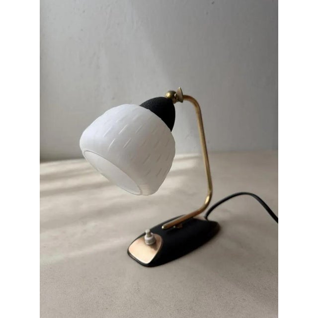 Vintage Brass and Frosted Glass Table Lamp For Sale - Image 9 of 11