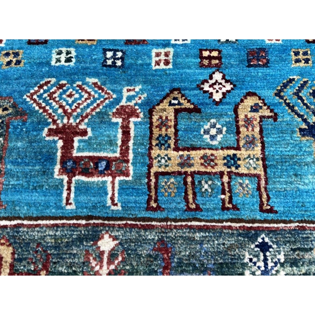 2000 - 2009 Contemporary Afghan Tribal Pictorial Gabbeh Wool Runner Rug For Sale - Image 5 of 12