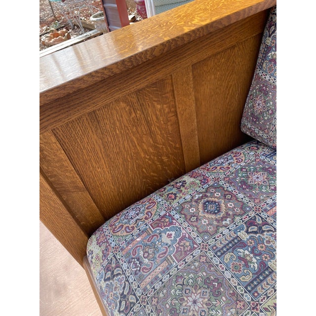 Stickley Mission Oak Prairie Couch With Blue/Wine Geometric Upholstery For Sale - Image 16 of 18
