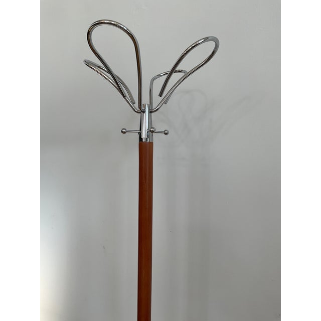 Mid 20th Century Mid 20th Century Modern Atomic "Lotus" Coat Rack in Chrome and Teak For Sale - Image 5 of 13