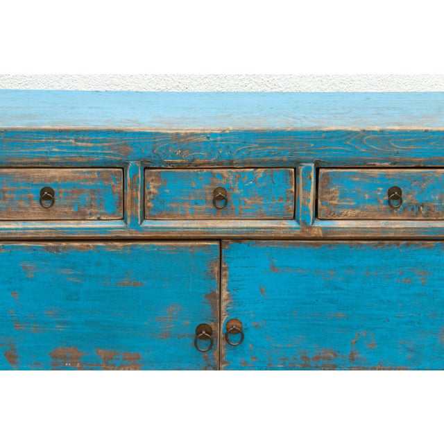 1970s Charming Vintage Cerulean Asian Sideboard For Sale - Image 5 of 7