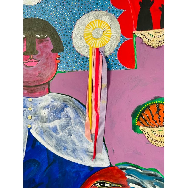 Wood Monumental Mixed Media Painting by Mexican Artist Jesus Tellosa, Signed & Dated For Sale - Image 7 of 18