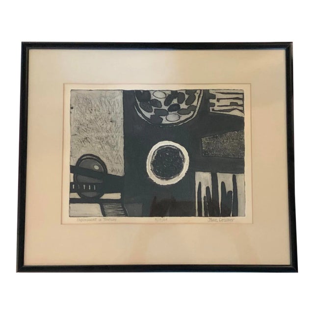 1963 "Experiment in Texture" Framed and Signed Collagraph Print For Sale