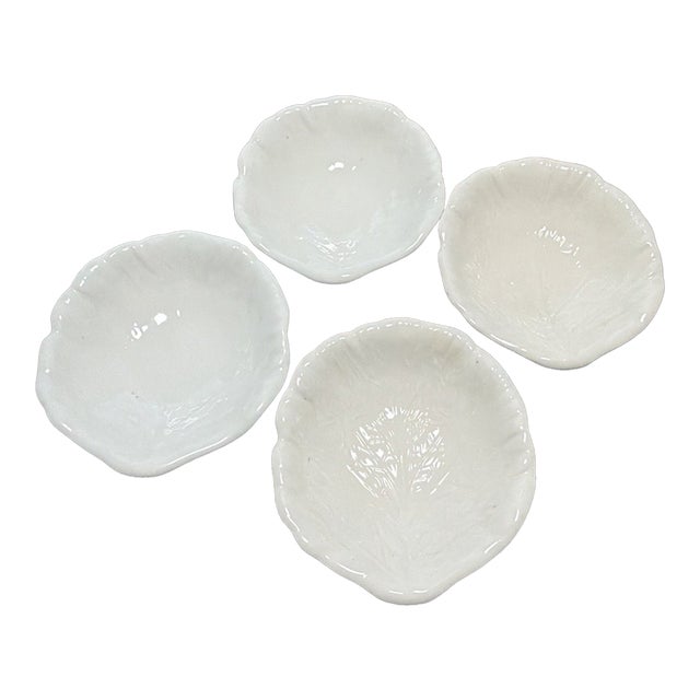 Vintage Cabbage Leaf Ceramic Majolica Holland Mold Bowls -Set of 4 For Sale