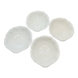 Vintage Cabbage Leaf Ceramic Majolica Holland Mold Bowls -Set of 4