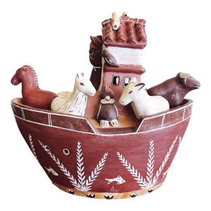 Vintage Peruvian Clay Noah’s Ark Sculpture