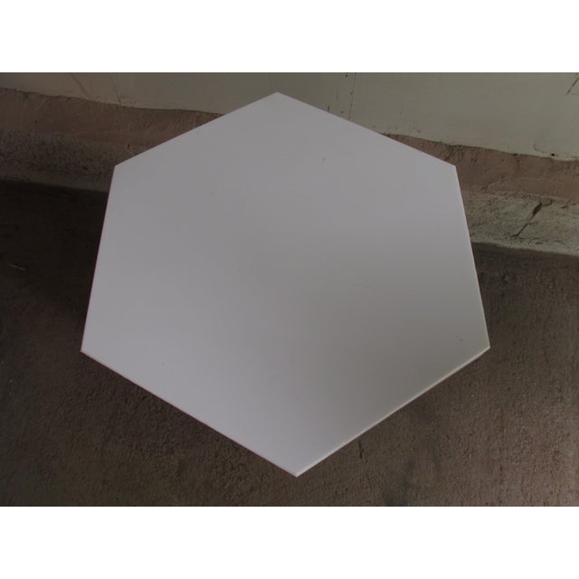 1930s Vintage 1930s Painted Wooden Morrocan Style End Table With Milk Glass Top For Sale - Image 5 of 6