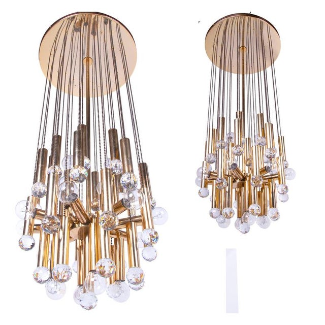 Cascading 36 Chandelier Swarovski Crystal Gilt Brass by Ernst Palme, 1960 For Sale - Image 15 of 16