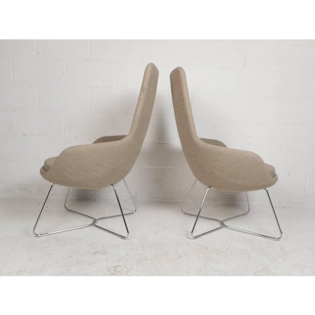 Mid 20th Century Pair of Mid-Century Style High back Lounge Chairs - 2 Pieces For Sale - Image 4 of 8