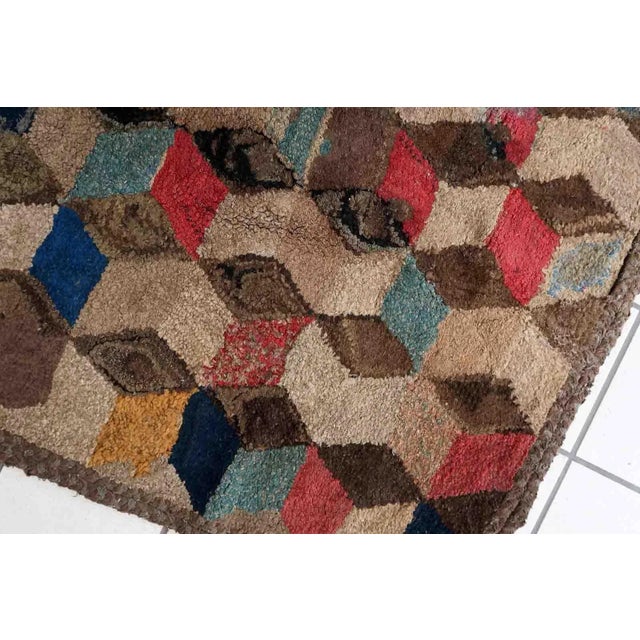 Late 19th Century 1880s Handmade Antique American Hooked Rug 3.1' X 5' For Sale - Image 5 of 11