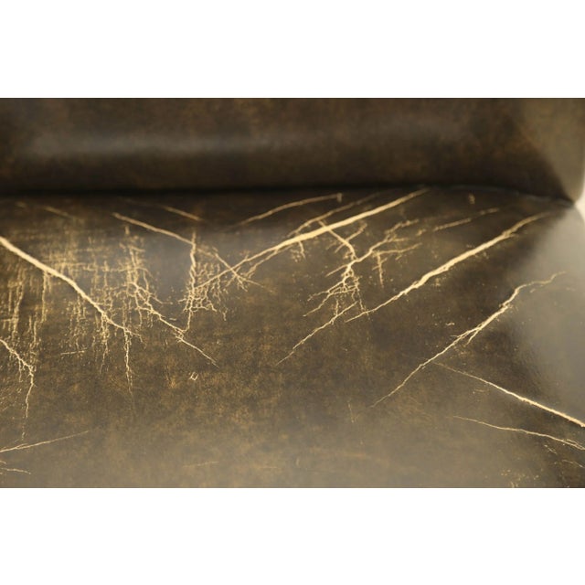 Kindel Furniture Vintage Kindel Armchair With Worn Distressed Black Leather For Sale - Image 4 of 12