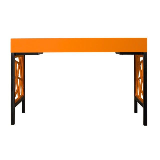 Wood Tiffany Writing Desk - Orange For Sale - Image 7 of 9
