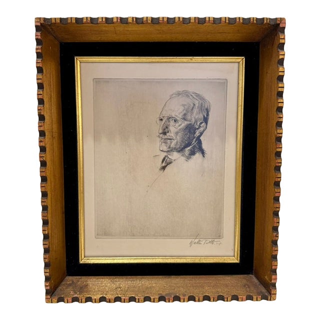 1940s Walter Tittle Signed Portrait Print Framed For Sale