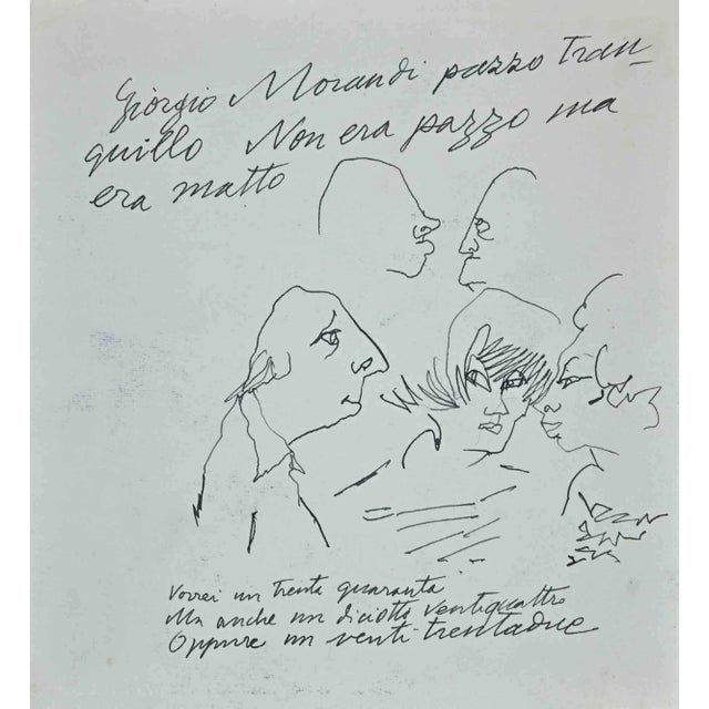 Mino Maccari, Figures, Original Drawing, Mid-20th-Century For Sale