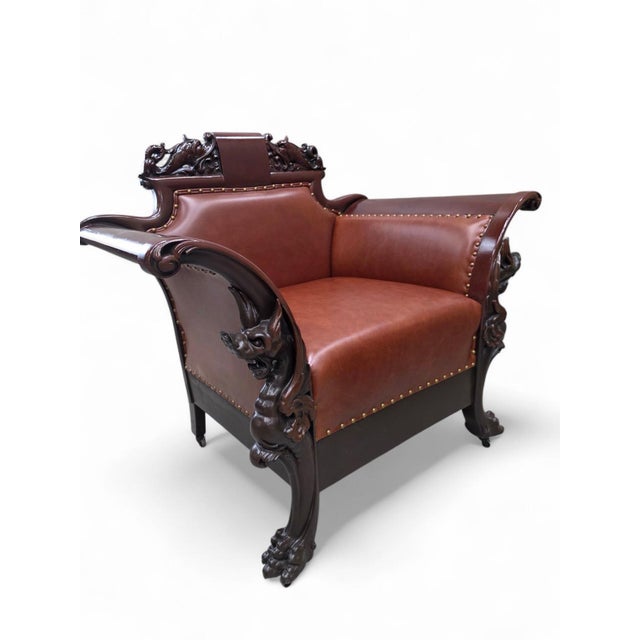 Wood Antique American Renaissance Revival Carved Walnut Parlor Suite Newly Upholstered – Set of 3 For Sale - Image 7 of 7