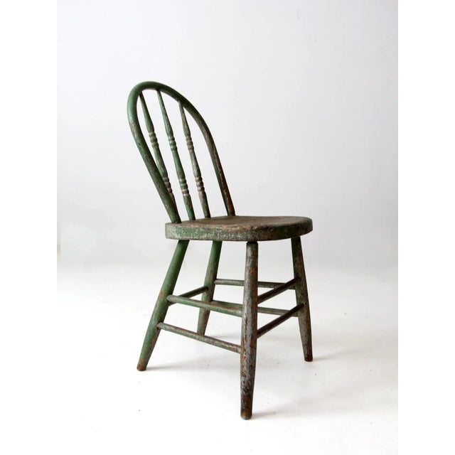 Green Antique Bow Back Windsor Chair For Sale - Image 8 of 9