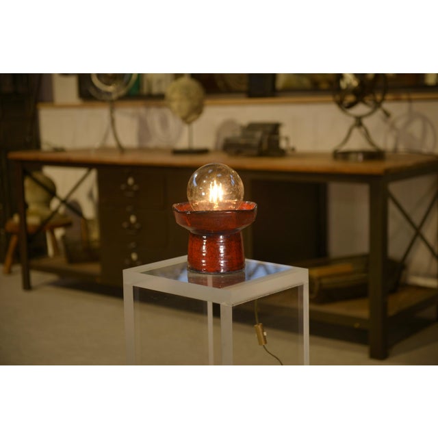 Red Ceramic Table Lamp by Guillerme and Chambron, 1980s For Sale - Image 9 of 9