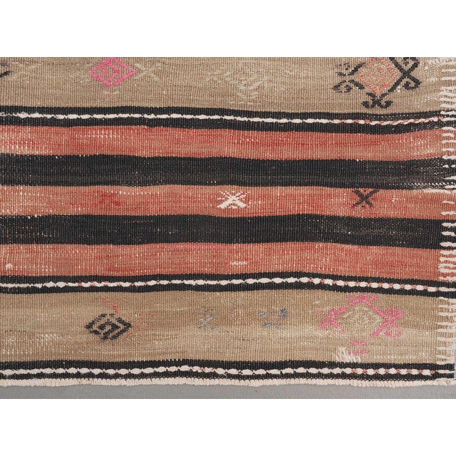 1970s Vintage Handmade Wool Cotton Red Beige Runner Rug For Sale - Image 11 of 11
