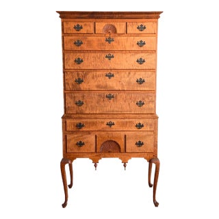 Late 20th Century Pennsylvania Dresser Chest of Drawers Custom Made Highboy For Sale