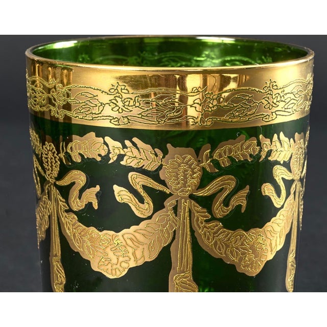 Mid-Century Modern Mid-Century Modern Green Colored Glasses, 1940s, Set of 6 For Sale - Image 3 of 9