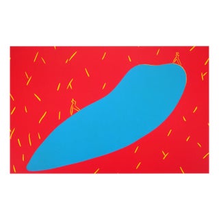 Aki Kuroda, Our Blue Planet, 1993, Original Linocut in Color For Sale