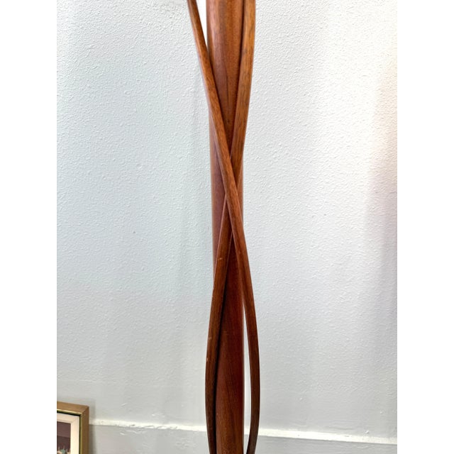 Brown Clark Renfort Studios Carved Wood Floor Lamp with Two Tendrils For Sale - Image 8 of 12
