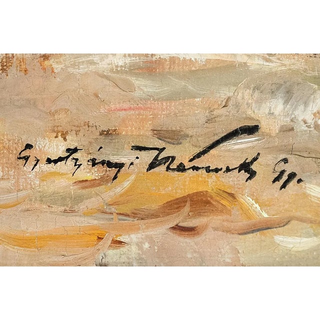 Paint Gyula Nemeth -Women at an Outdoor Market- Hungarian Oil Painting C.1910 For Sale - Image 7 of 8