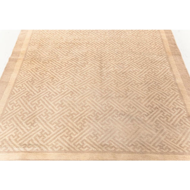 Doris Leslie Blau Antique Chinese Wool Runner in Beige and Brown For Sale - Image 10 of 11