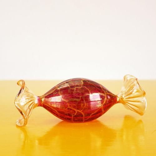 Red Red Blown Glass Decorative Candy with Gold Decorations For Sale - Image 8 of 8