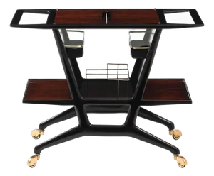 Cesare Lacca Modernist Ebonized Wood and Rosewood Bar Cart
