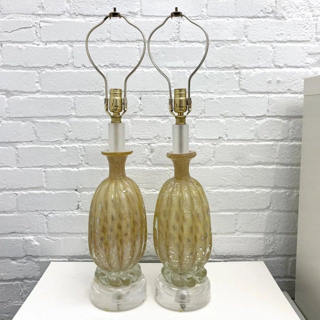 Vintage Italian Murano Glass Lamps - a Pair For Sale - Image 10 of 10