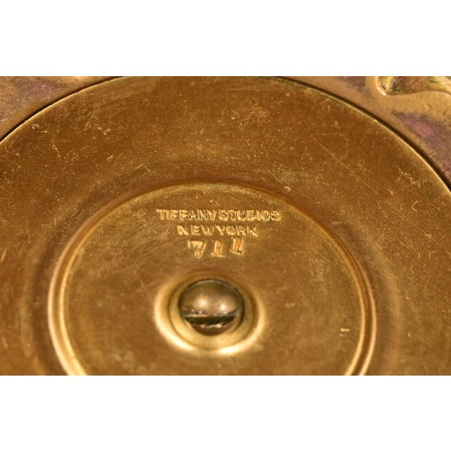 Tiffany Studios New York Favrile Iridescent Art Glass Tall Bud Vase on Bronze Doré Stand For Sale - Image 9 of 12