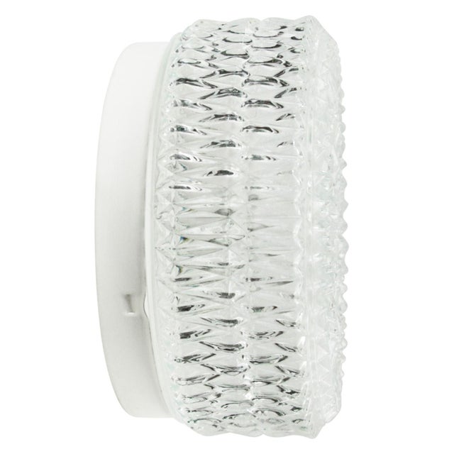 Mid-Century Round Clear Glass Sconce or Flush Mount For Sale - Image 8 of 10