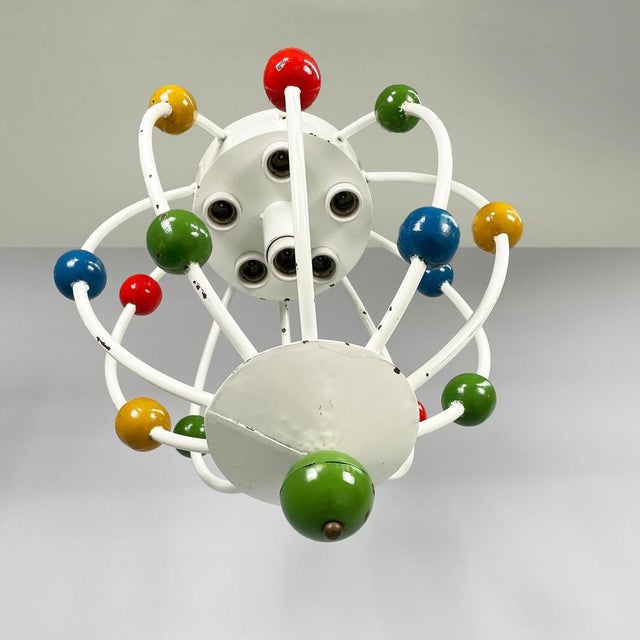 Mid-Century Italian Chandelier with Colored Spheres, 1940s For Sale - Image 4 of 17