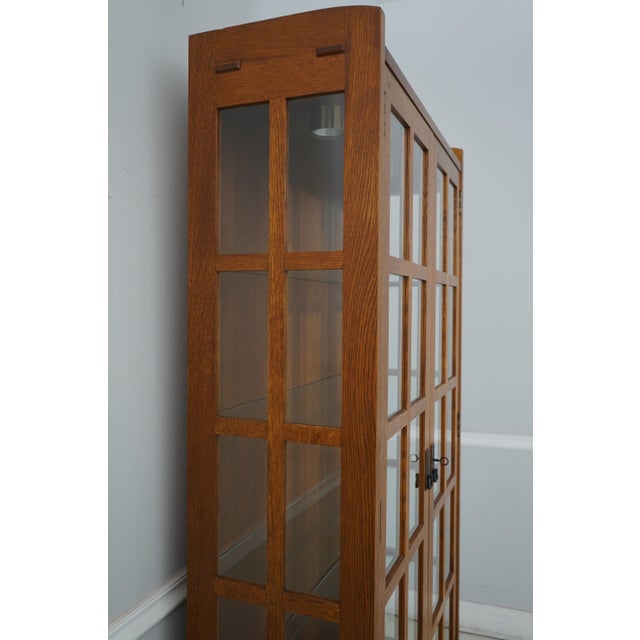 Wood Stickley Mission Oak Bookcase Cabinet For Sale - Image 7 of 12