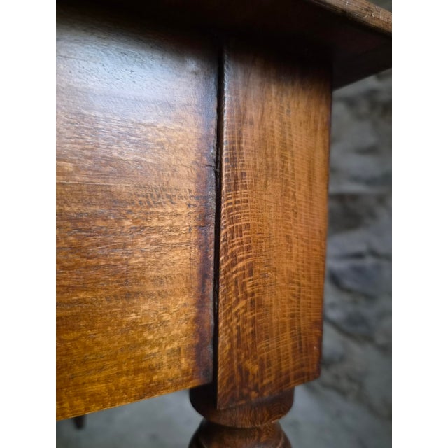 Wood Antique Elm Writing Table with Large Drawer, France, 1920s For Sale - Image 7 of 18