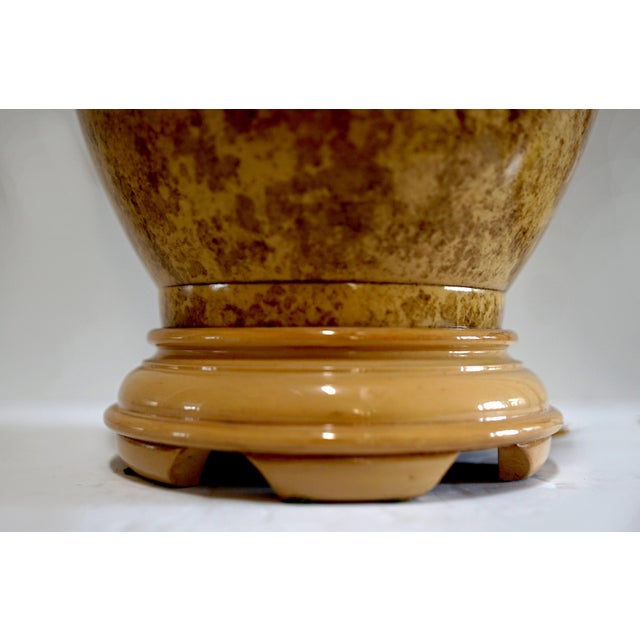 1960s 1960s Marbro Vintage French Style Monumental Incised Ceramic Gold Marbled Lamp For Sale - Image 5 of 5