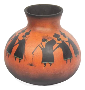 1991 Hand-Painted Gourd Vase by Robert Rivera