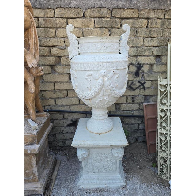 1950s Greek Style Cast Iron Garden Urns, 1950, Set of 2 For Sale - Image 5 of 10