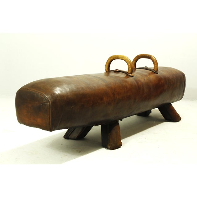 Vintage Leather Gym Pommel Horse Bench, 1900s For Sale - Image 15 of 15