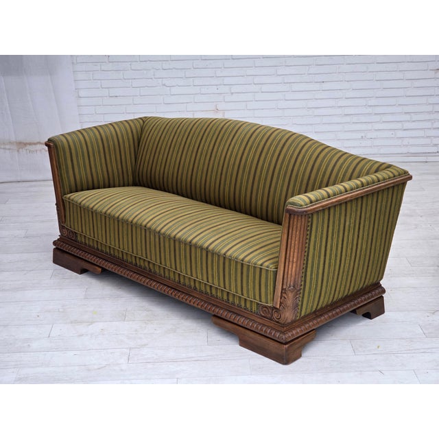 Vintage Danish Three-Seater Sofa in Furniture Velour and Oak, 1950s For Sale - Image 4 of 18