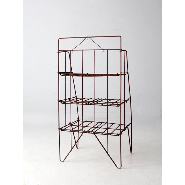 Farmhouse Mid 20th Century Collapsible Wire Shelf Rack For Sale - Image 3 of 13
