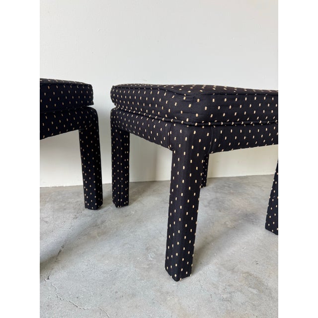 1980’s Postmodern Milo Baughman Parsons-Style Upholstered Ottomans – A Pair For Sale - Image 9 of 11