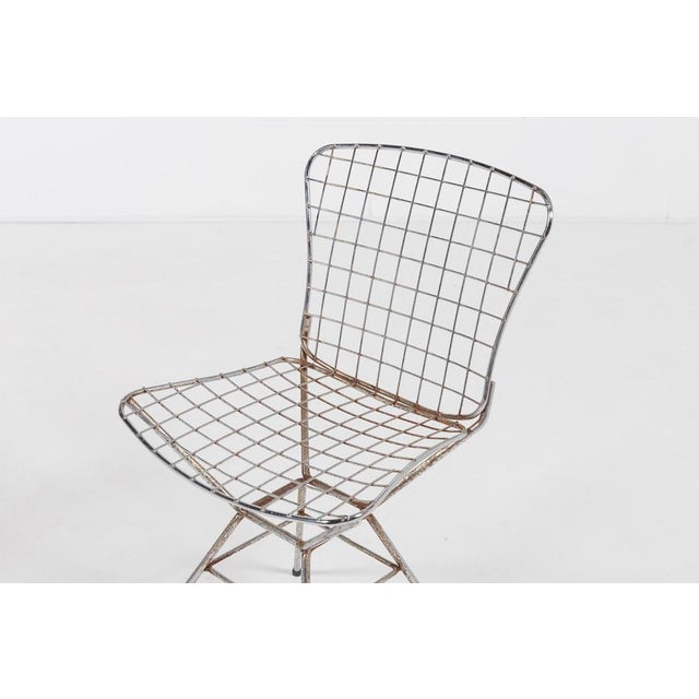 Metal Set of Vintage Italian Architectural Steel Wire Chairs, 1970s For Sale - Image 7 of 8