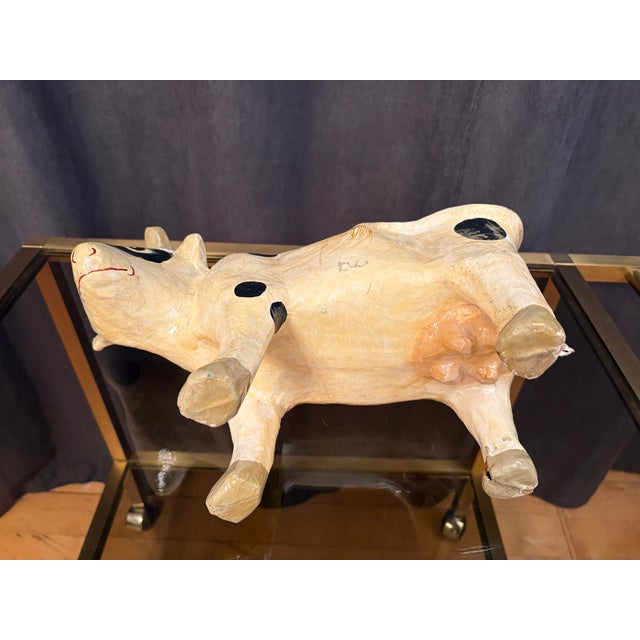 Black Paper Mache Cow, France, 1970s For Sale - Image 8 of 12